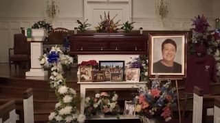 Funeral casket and flowers for George Sr.&#039;s procession in Young Sheldon