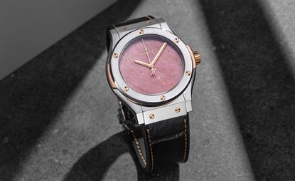 pink stone dial watch