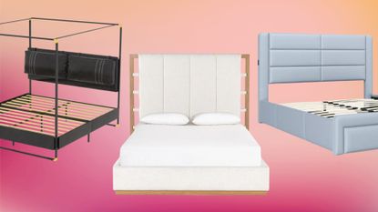 A collage of bed frames