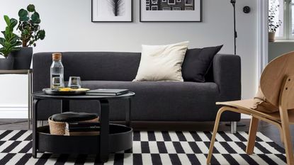 IKEA KLIPPAN 2-seat sofa in a monochrome living room