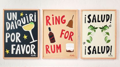 Set of three artwork prints of cocktails