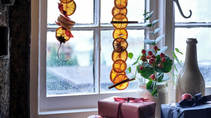 Dried orange garland in an English Country Cottage