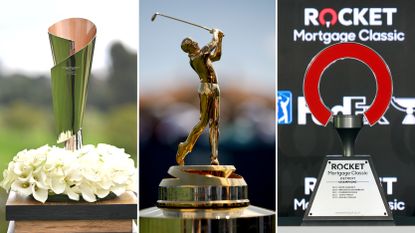 The Genesis Invitational, Players Championship and Rocket Mortgage Classic trophies