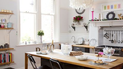 picture of modern kitchen with christmas decorations