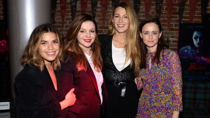 America Ferrera, Amber Tamblyn, Blake Lively, and Alexis Bledel together at the premiere of Paint It Black in New York City in 2017.