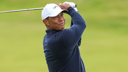 Tiger Woods takes a shot at The Open