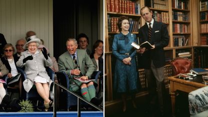 L-R: Queen Elizabeth and King Charles, Queen Elizabeth and Prince Philip