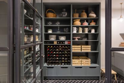 Walk in pantry with shelving