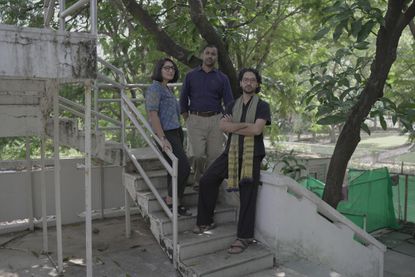 Dhammada Collective members Nipun Prabhakar, Nilesh Suman and Simran Channa 