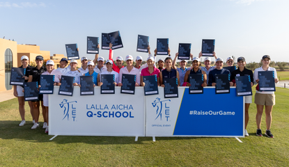 Golfers pose with their Ladies European Tour cards