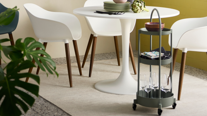 JUTTERSBO trolley in moderin white dining room