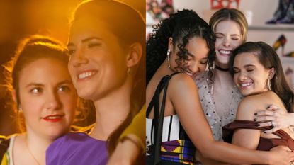 a collage of tv show stills from shows about friendship including girls and the bold type