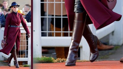 Zara Tindall wearing Fairfax &amp; favour&#039;s Regina boots