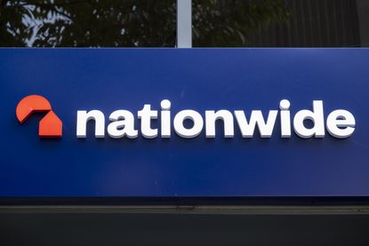 Nationwide Building Society logo outside branch after rebrand