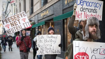 Pro-net neutrality protesters in 2017