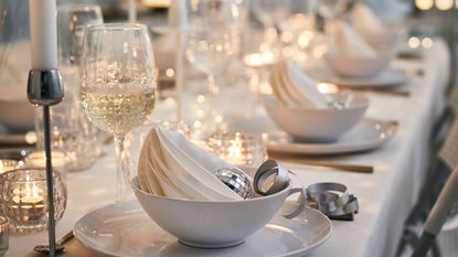 mini disco ball in napkin as part of tablescape