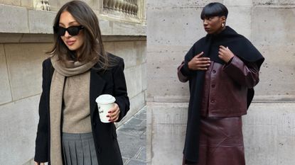 A collage of French women&#039;s winter outfits with scarves.