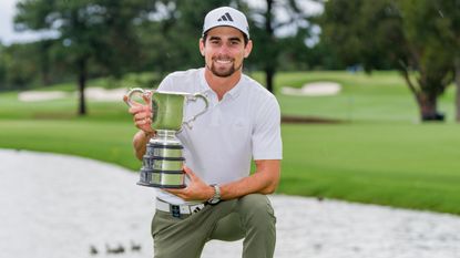 Joaquin Niemann with the ISPS Handa Australian Open trophy