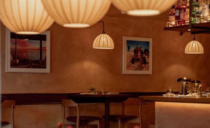 Interior of Lolo by chef José Pizarro. Photographs on wall by Peter Meades