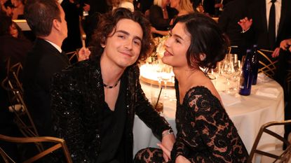 Kylie Jenner and Timothée Chalamet attend the 81st Golden Globe Awards