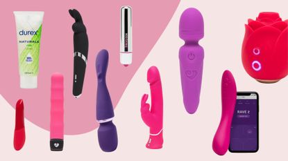 A selection of Lovehoney sex toys and accessories available in the sale, including bullets, wands, lubes, and rabbits