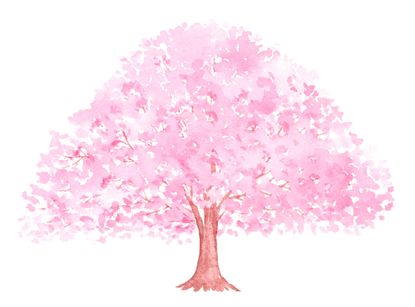 Watercolor painting of a pink tree painted by watercolor 