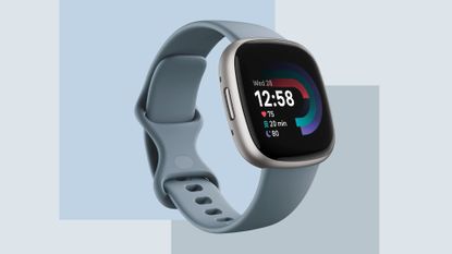 Fitbit Versa 4 in blue as tested by Health Editor Grace Walsh