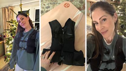 Anna using a weighted vest at home during her challenge