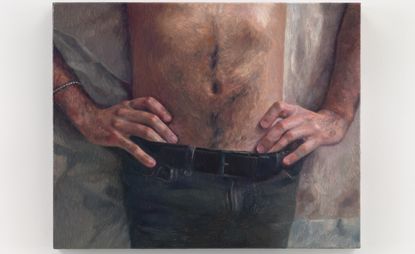 painting of man&#039;s hairy belly