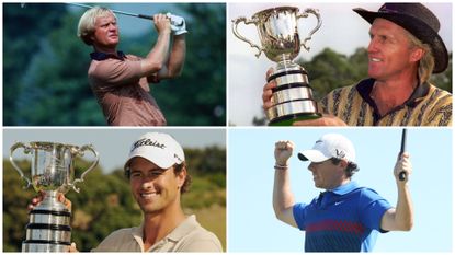 Images of Jack Nicklaus, Greg Norman, Adam Scott and Rory McIlroy