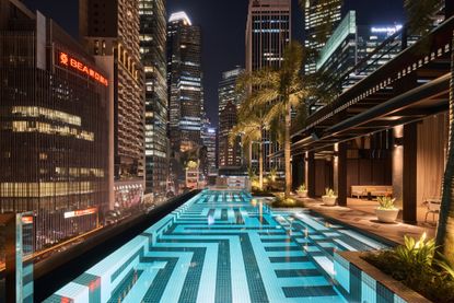 The pool at QT Singapore hotel