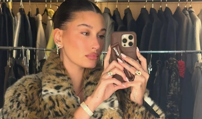 hailey bieber wears a cheetah coat on new year&#039;s eve 2024