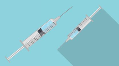 Illustration of two needles, holding Ozempic for weight loss, sitting side by side