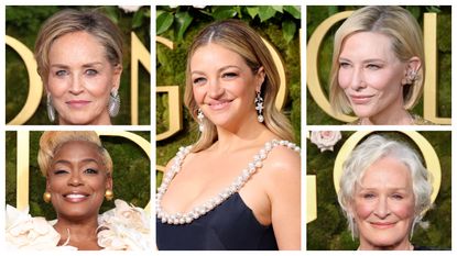 celebrities with gray hair at the 2025 golden globes