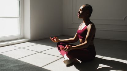 A woman doing exercise moves to relieve tension