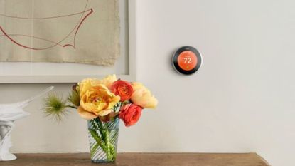 smart thermostat on a wall