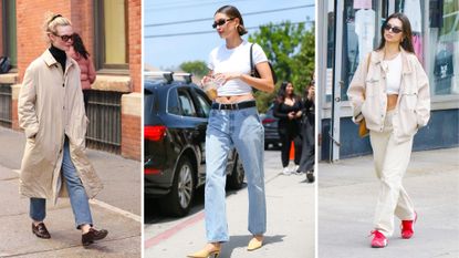 Elle Fanning, Hailey Bieber and Em Rata doing walking workouts