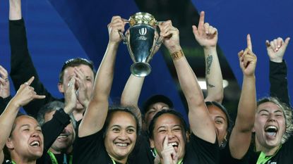 New Zealand lift the Rugby World Cup in Auckland, November 2022