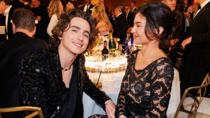 Timothée Chalamet and Kylie Jenner at the Golden Globes in January 2024