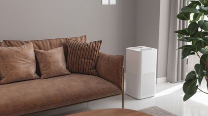 A white tower air purifier 