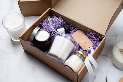 Candle DIY gift box with soy wax, candle, tag and essential oil