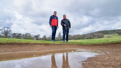 Ball in temporary water in bunker