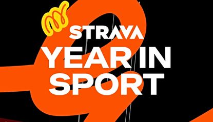 An orange and black graphic that says Strava Year in Sport