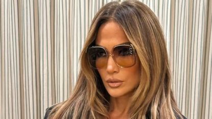 Jennifer Lopez wearing oversize sunglasses