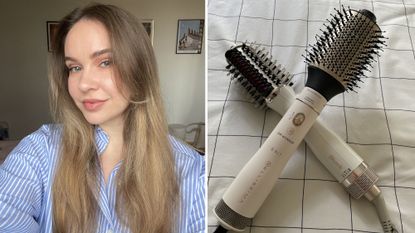 valeza&#039;s hair after styling with two dyson airwrap alternatives from the article