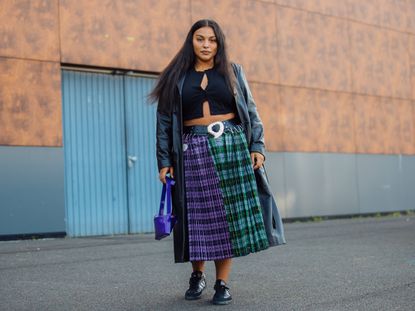 Woman wearing a Chopova Lowena Carabiner Skirt.