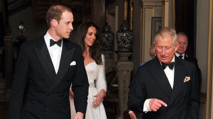 Prince William and his father, King Charles, talk on William&#039;s wedding day with Kate Middleton