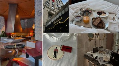 a collage of influencer and professional images featuring the best NYC hotels to book to spend the holidays in New York