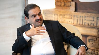 Indian tycoon Gautam Adani speaks with Bloomberg News in 2024