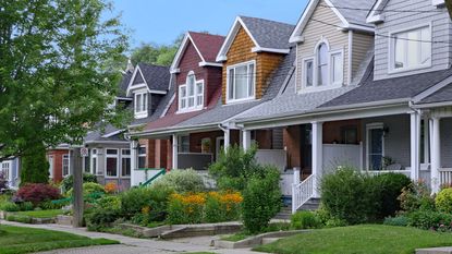 row of semi-detached houses with small front yards